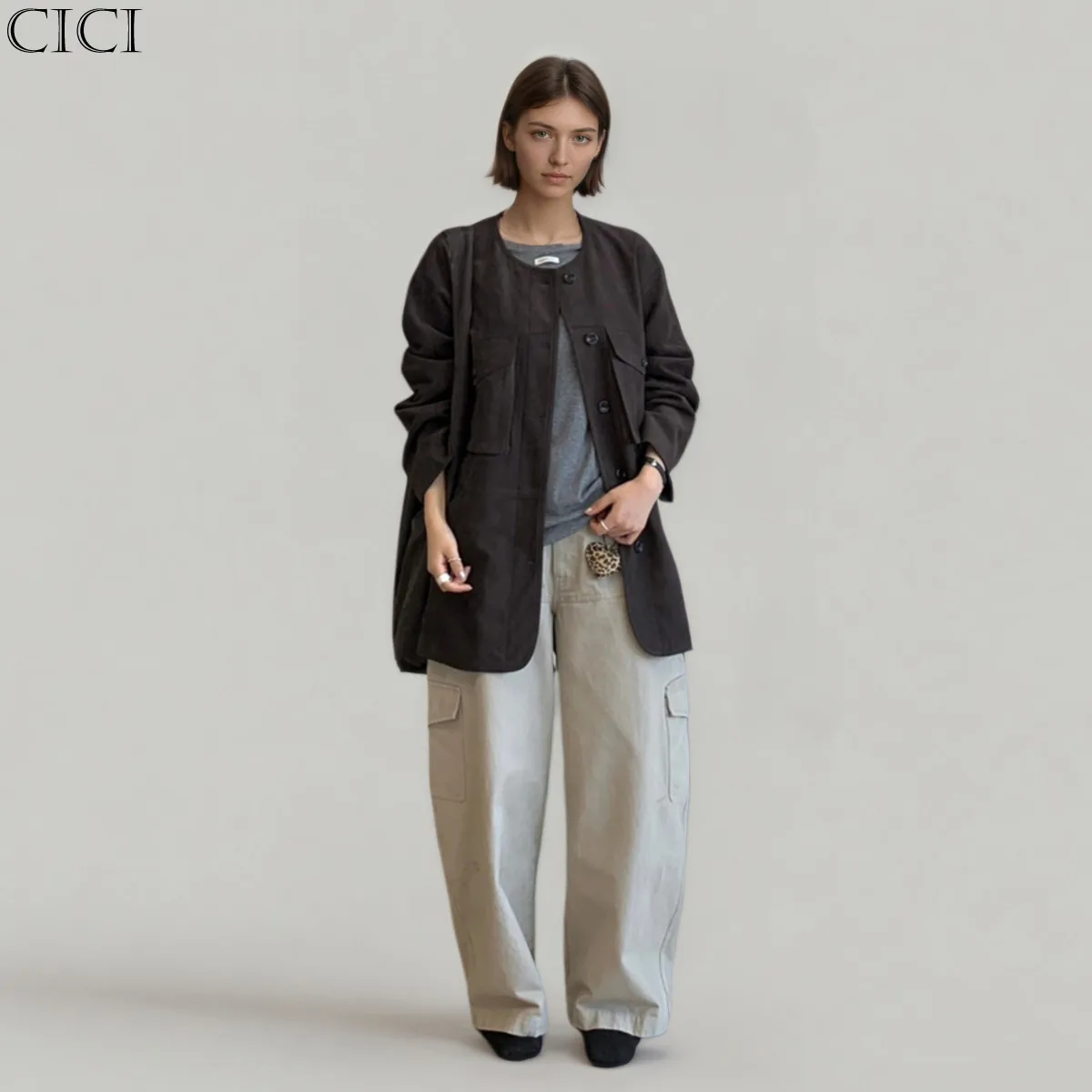 CiCi 2025 معطف قصير لخريف وشتاء للنساء بتصميم عصري وسترة خفيفة الوزن من البوليستر #1