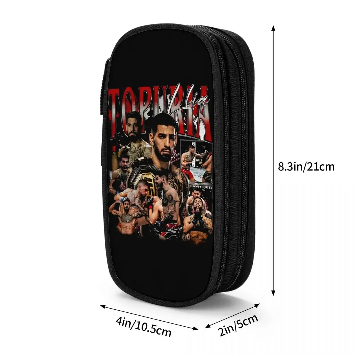 Ilia Topuria-estuches para lápices de lucha libre, caja de bolígrafos para estudiantes, bolsas de almacenamiento grandes para lápices, papelería con cremallera
