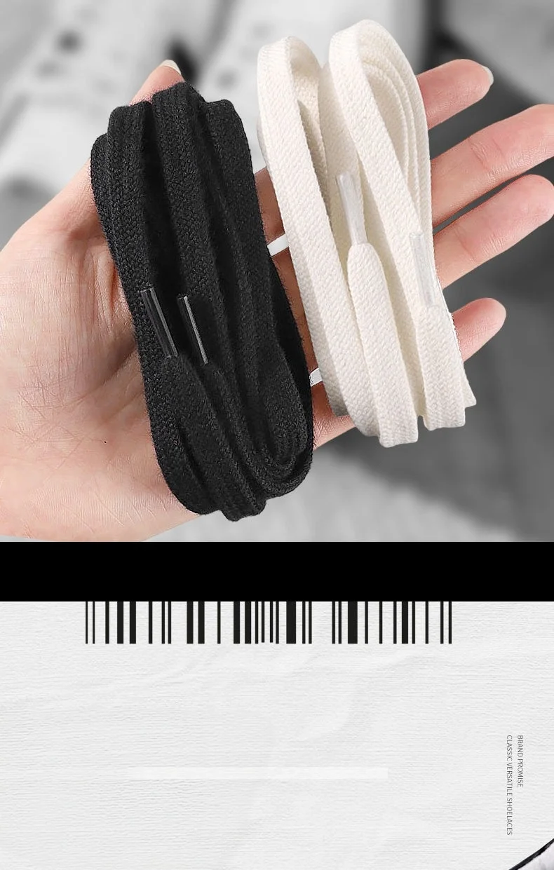 1 Paar dicke, gewebte Baumwoll-Schnürsenkel, strapazierfähige Ersatz-Schnürsenkel für Sneaker und Freizeitschuhe, einfarbige Schnürsenkel. – Detail 3