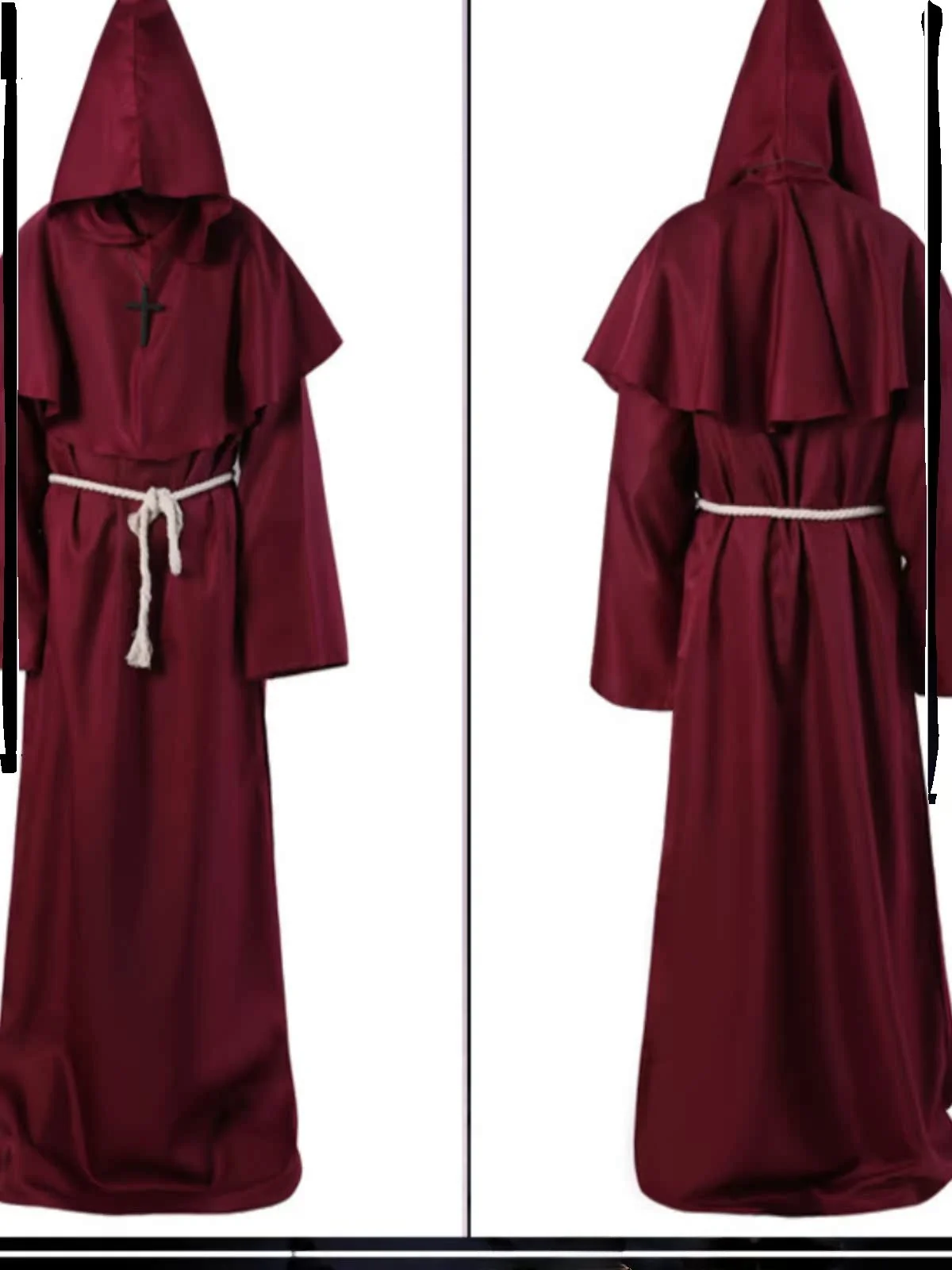 Conjunto de bata de sacerdote monje Medieval, disfraz de mago y sacerdote, traje de Dios de la muerte del padrino del arco, conjunto de capa de Halloween para hombre