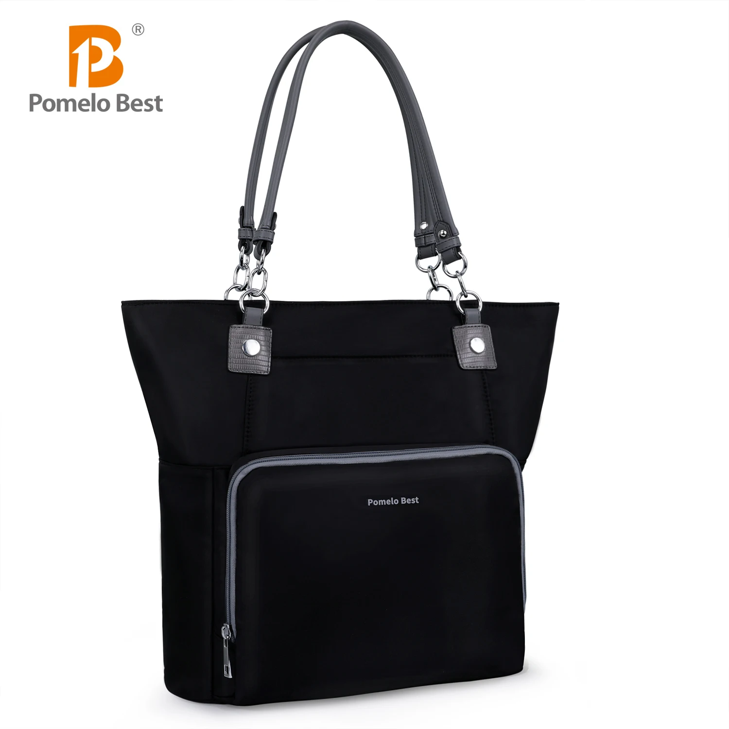 Pomelo Best Women Tote Bag Large Capacity Multifunction Diaper Bag With Front Zipper Pocket For Travel