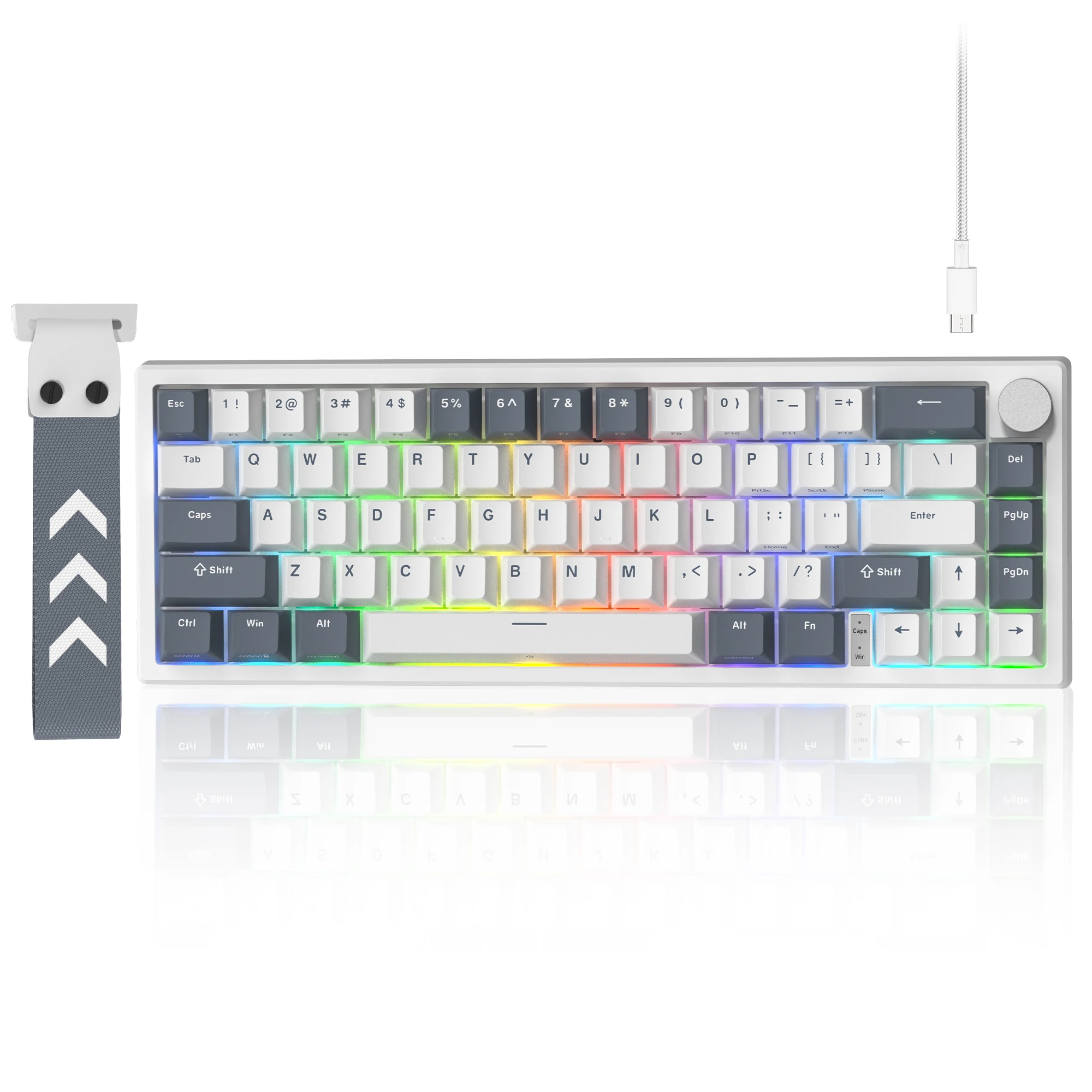 

Womier V-K66 PRO Клавиатура Белая QMK Механическая игровая клавиатура Ручка Ремешок Прокладка Проводная клавиатура со светодиодной подсветкой и возможностью горячей замены
