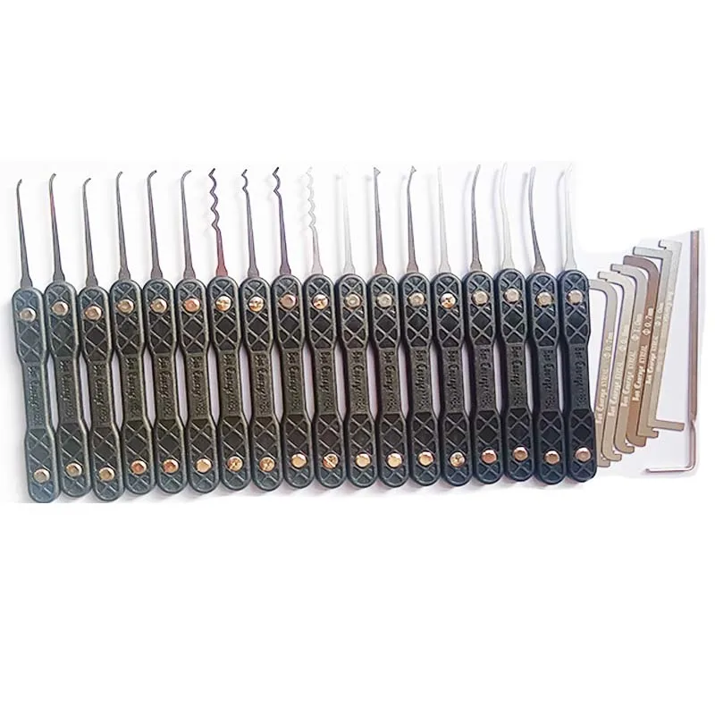 Hochwertige Bon Courage Kyreal mit schwarzem Griff, 18 Haken aus Edelstahl, 0,5 mm Dicke, mit 7 Spannungswerkzeugen, Schlosserwerkzeuge – Detail 1
