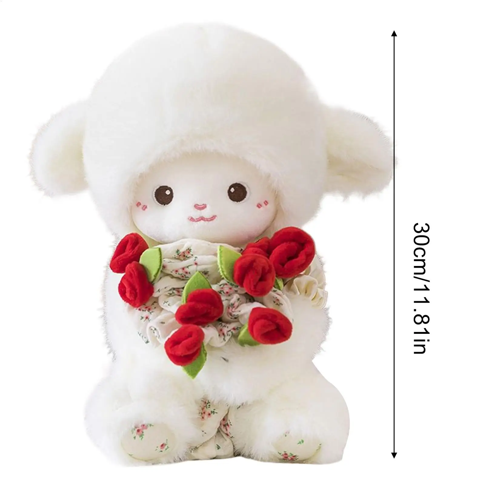 Animal relleno de cordero de 30cm, muñeco suave abrazable, Animal relleno de peluche de cordero para dormitorio, sala de estar, sofá, cama, coche
