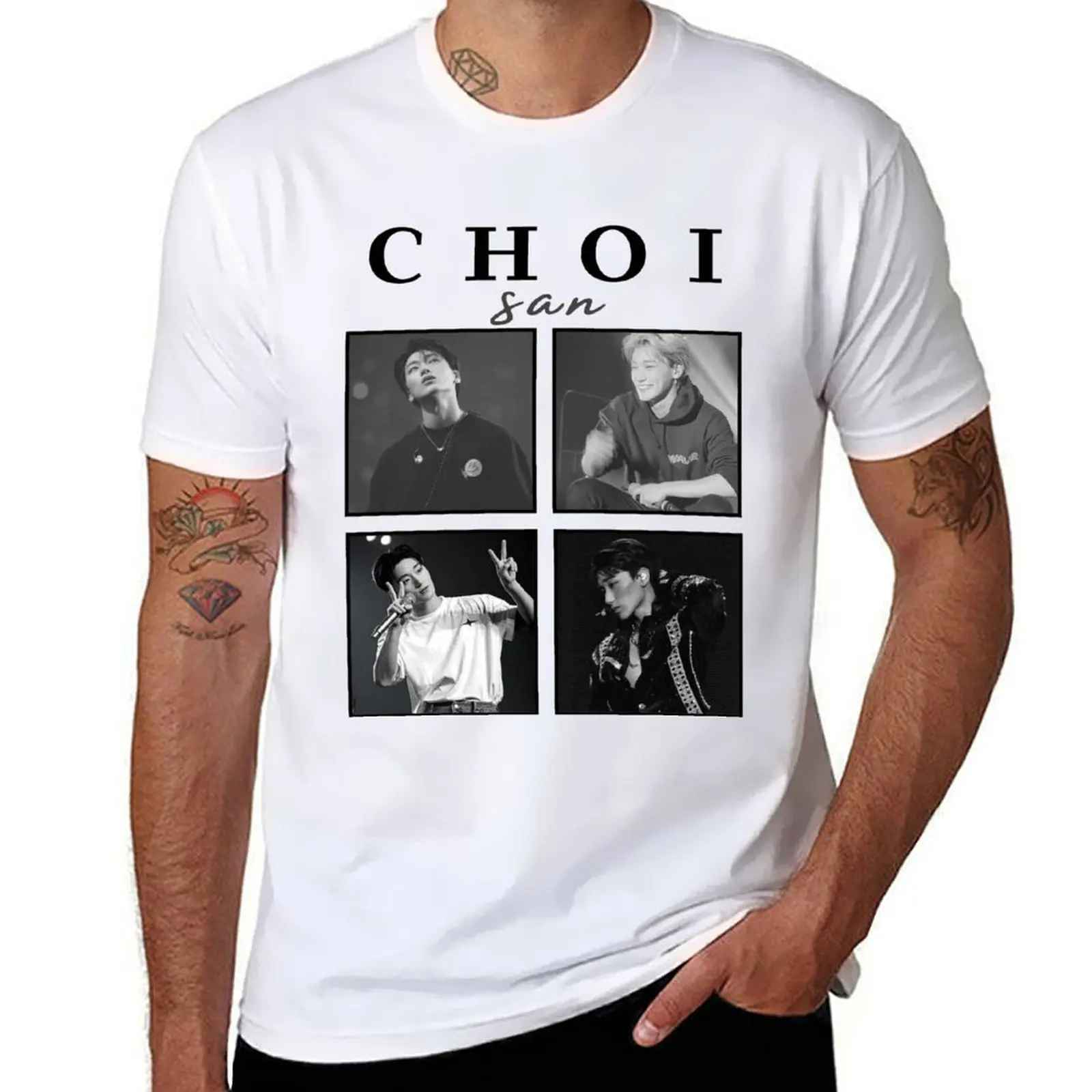 

Choi San (Ateez) Concert Poster (White Version) T-Shirt t shirts for man pack cotton T-Shirt