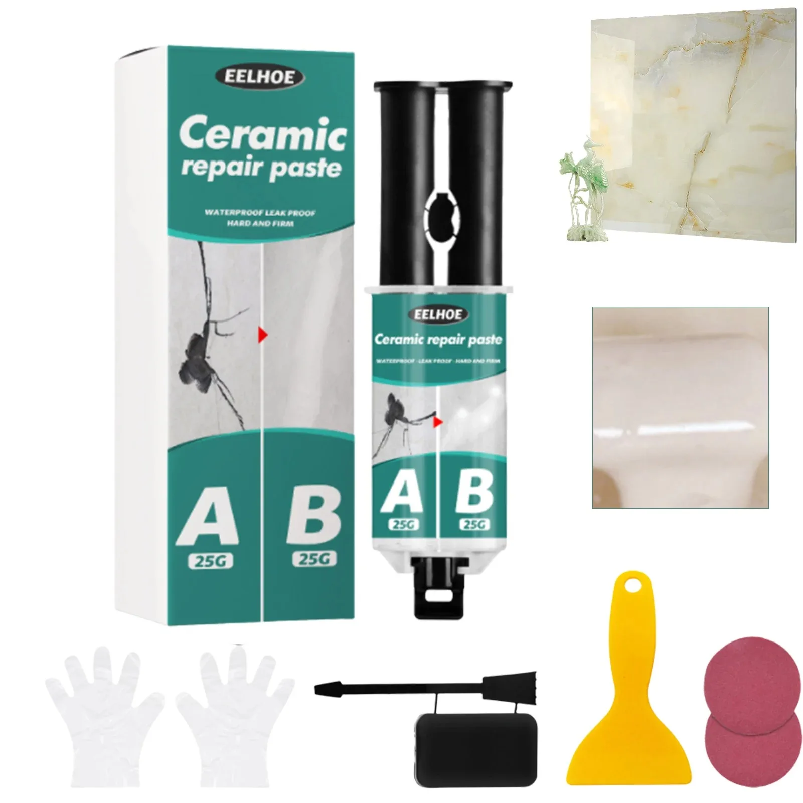 

Tile Repair Paste Kit Magic Acrylic Repair Glue Tile Filler Heavy Duty Universal Acrylic Crack Mending Agent Set Bathtub Repair
