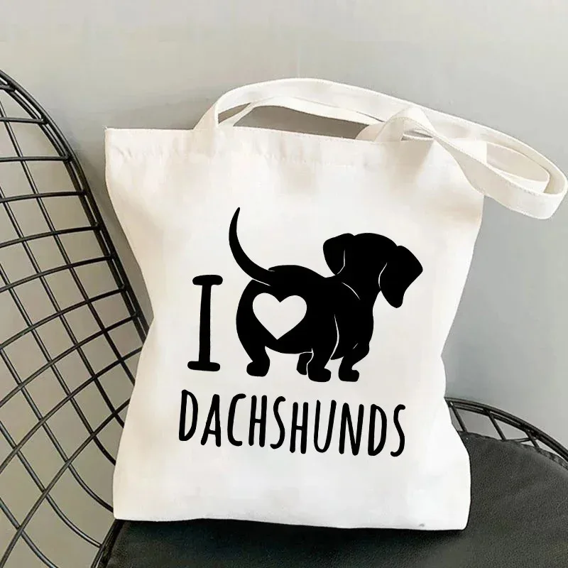 

Dachshund Couple Handbag Women's and Men's Shoulder Bag Tote Bag Foldable Large-capacity Handbag for School or Commuting