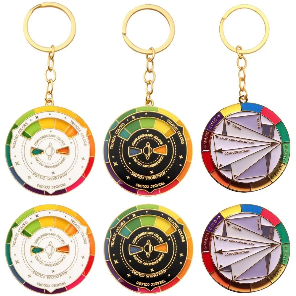 Rotatable Color Compass Keychain Fashion Spinning Jewelry Gift Badge Metal Multicolour Enamel Pin Bag