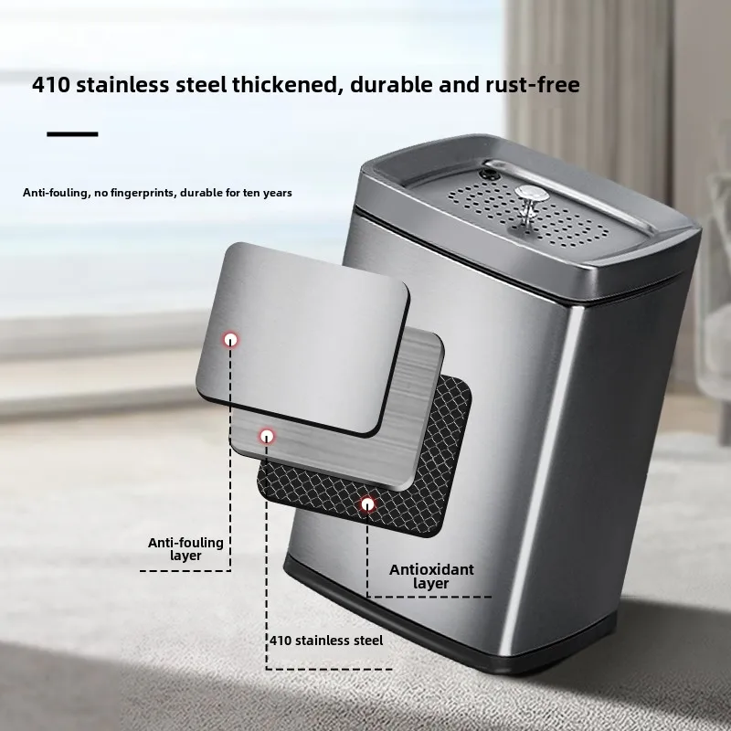 

Tea residue bucket Living room Stainless steel square trash can Tea bucket Household coffee table with lid Office Company