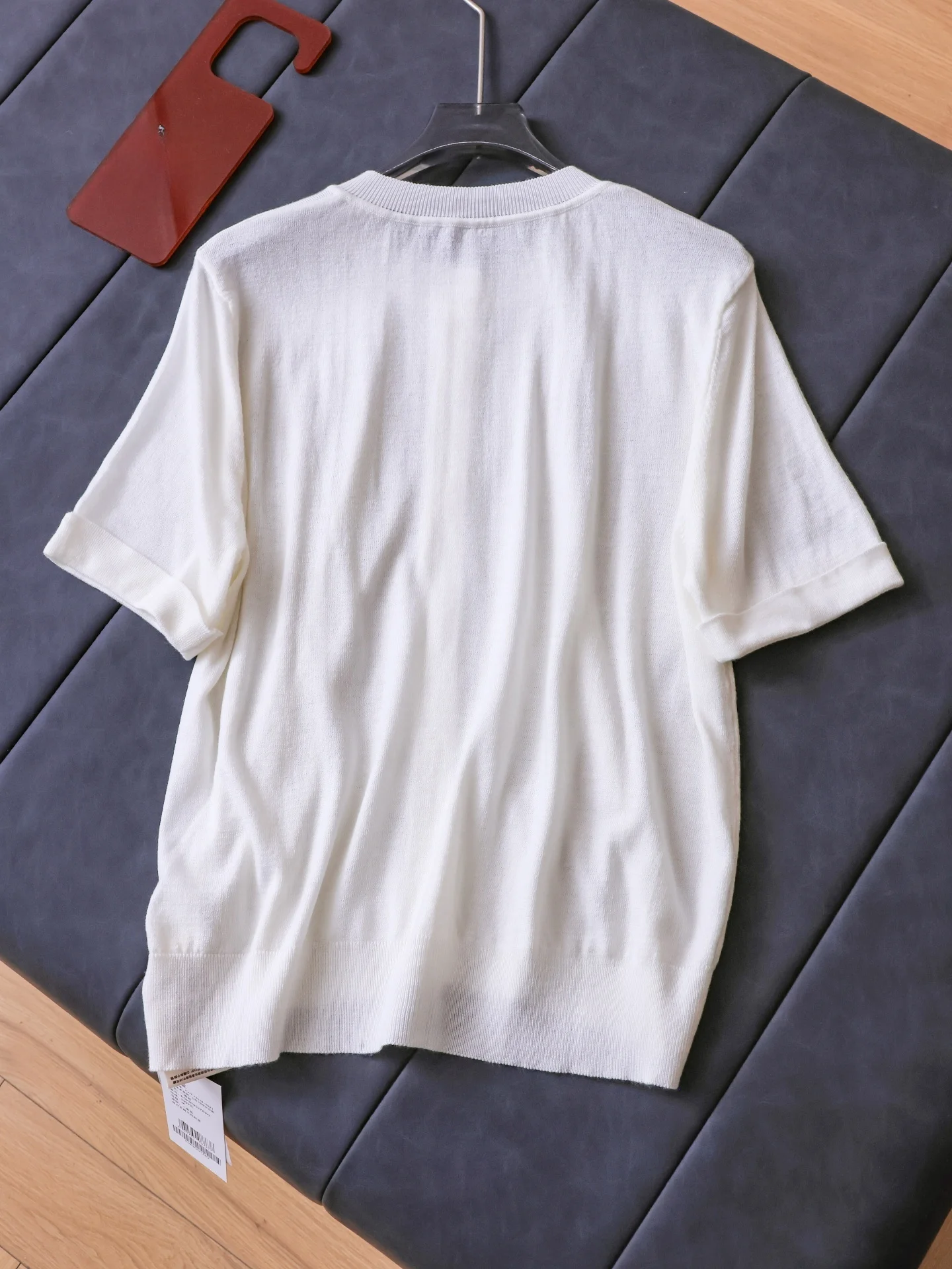 Minimalist  Color round Neck Button Front Loose Slimming Summer New Casual Short Sleeve Women's Knitted Sweater T710