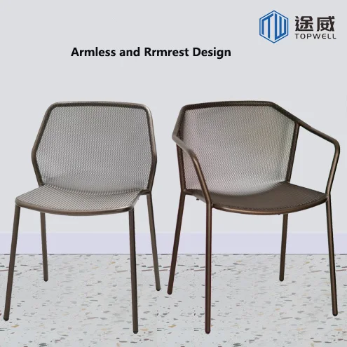 طاولة طعام معدنية بتصميم عصري وكرسي شبكي خارجي وطاولة طعام للمطاعم وكرسي