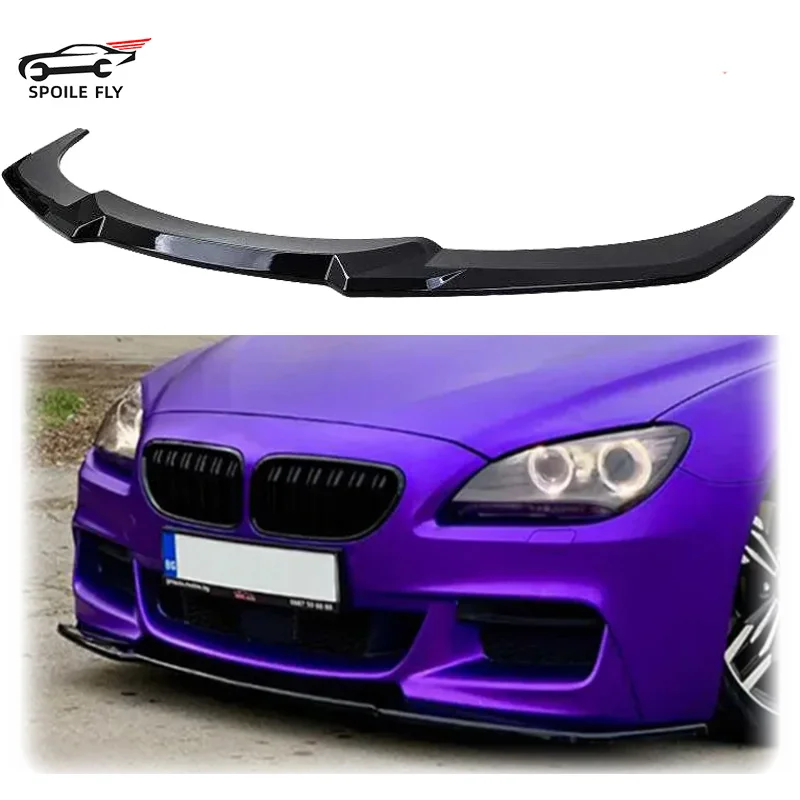 

3 шт., глянцевый черный передний сплиттер в стиле V 2011-2018 для BMW F06 F12 F13 6 серии M, спортивный автомобильный передний бампер, спойлер, комплект кузова