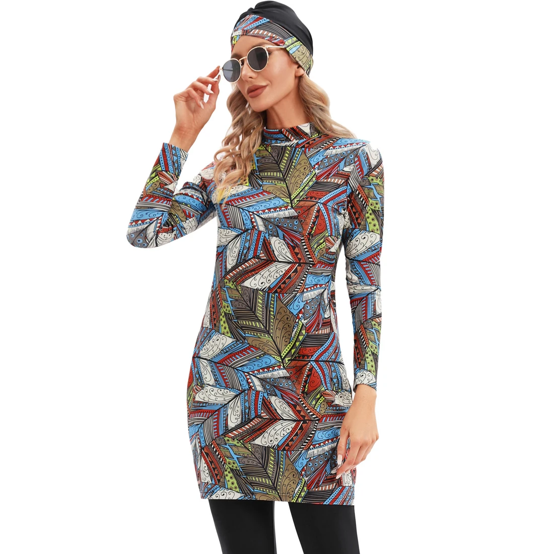 YONGSEN Modest Surf Burkini - Costume da bagno islamico con cappuccio, costume da bagno sportivo a maniche lunghe 2024