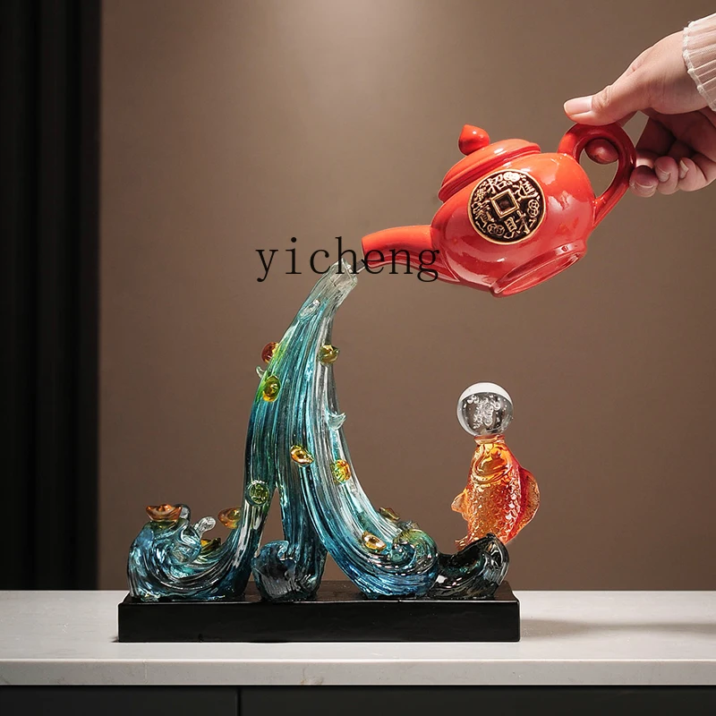 

ZC Fengshengshui Gourd Koi Lucky Tabletop Ornament Entry Entrance Living Room Wine Cabinet Ornament