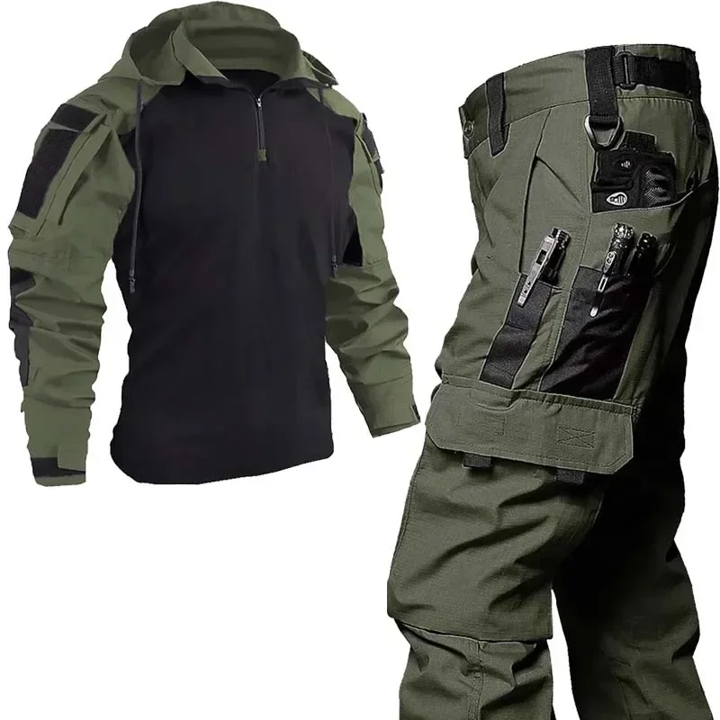 Tactical Suits Milita Uniform Hiking Hunting Pants Men's Sets Combat Shirts Training Breathable Camo Wear-resistant Cargo Pant