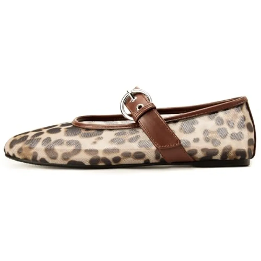 

Leopard Flats for Women Mesh Flats Ballet Flats Mary Jane Flats Women's Dress Shoes Ballet Shoes