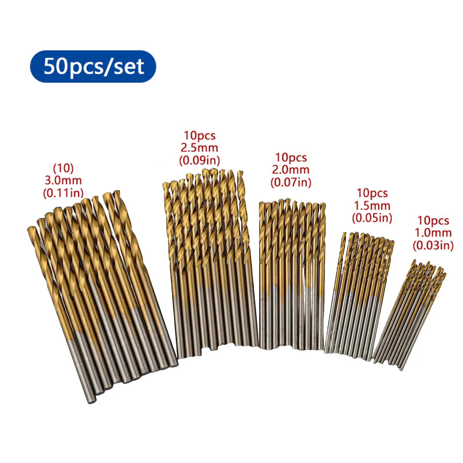 50pcs HSS Drill Bits Set Titanium Coated Multi-purpose For Metal Wood Masonry Unive/rsal Power Tool Accessories Kit