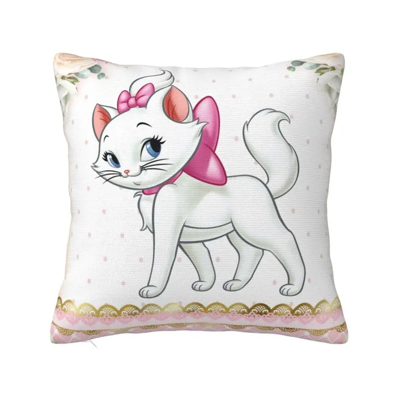 Marie Cat Throw Pillow Case 40*40cm Sofa Cushion Cover Square Polyester Pillowcase Double-sided Printing