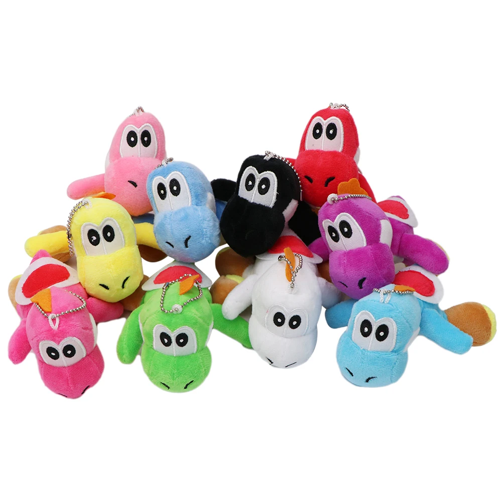 Yoshi Plush Keychain Multicolored Cute Dinosaur Soft Plush Pendant Mini Backpack Bag Charm Mushroom Cartoon Key Ring Lovely Gift view 3