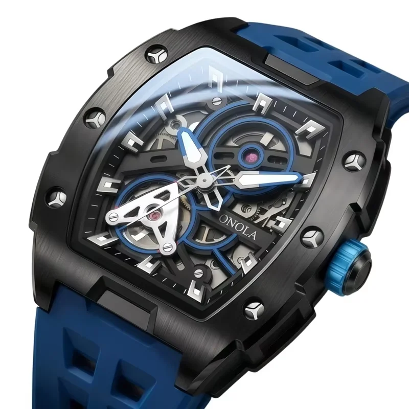 Men New Luxury Automatic Mechanical Wristwatch Hollow Skeleton Dial Self-winding Waterproof Daily Watch