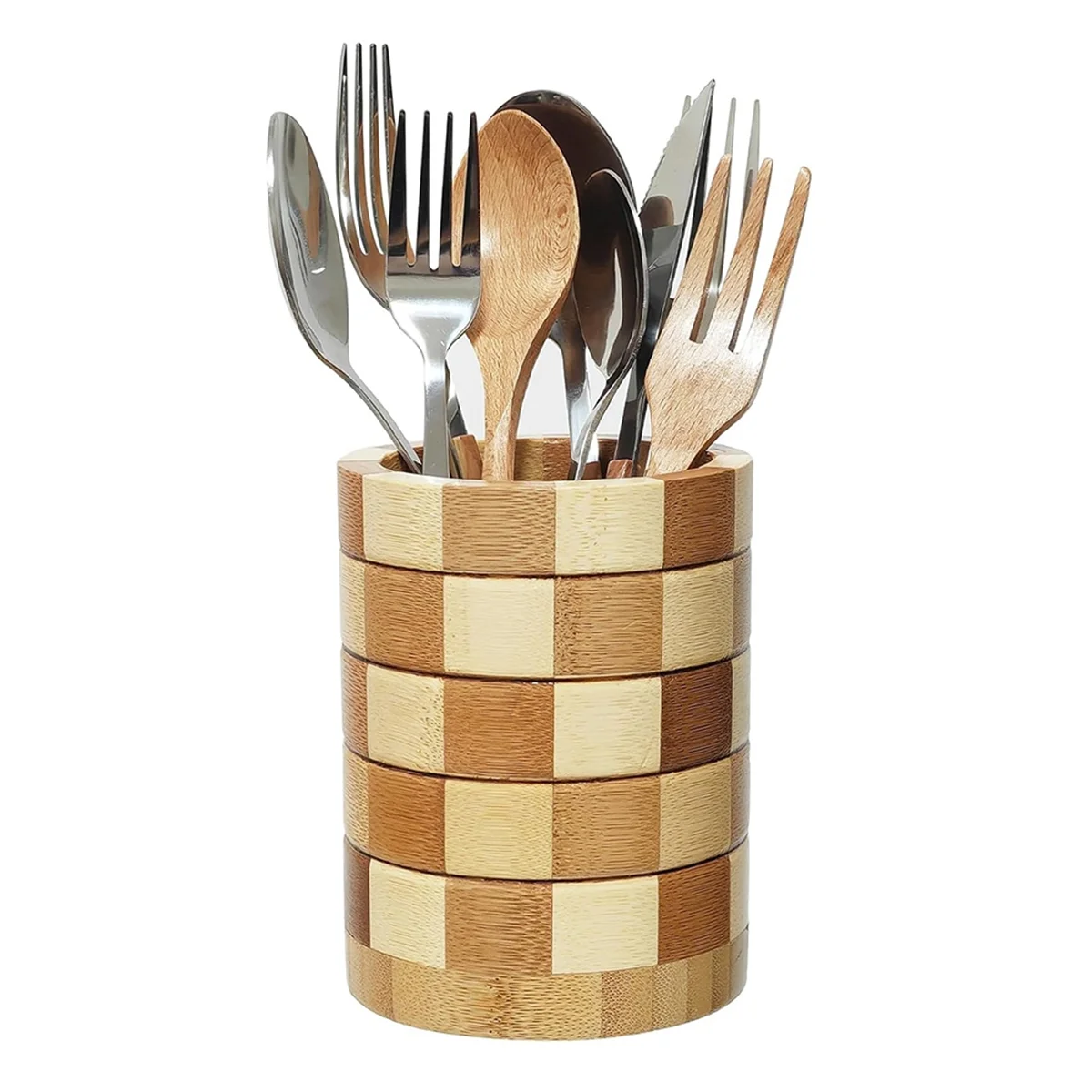 

Bamboo Silverware Holder, Silverware Organizer, Utensil Holder for Kitchen Countertop, Wooden Kitchen Utensil Organizer