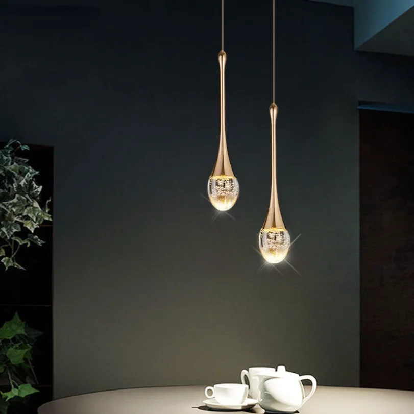 Bubble Crystal Pendant Lights for Bedroom Bedside Hotel Bathroom Hanging Lamp Led Glass Modern Ceiling Chandeliers Double