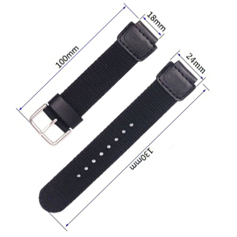 18mm Green Black Nylon Watch Band Strap Fit for Casio G Shock W-S200H W-800H W-216H W-735H F-108WH W-215 AEQ-110W /SGW-300H/400H