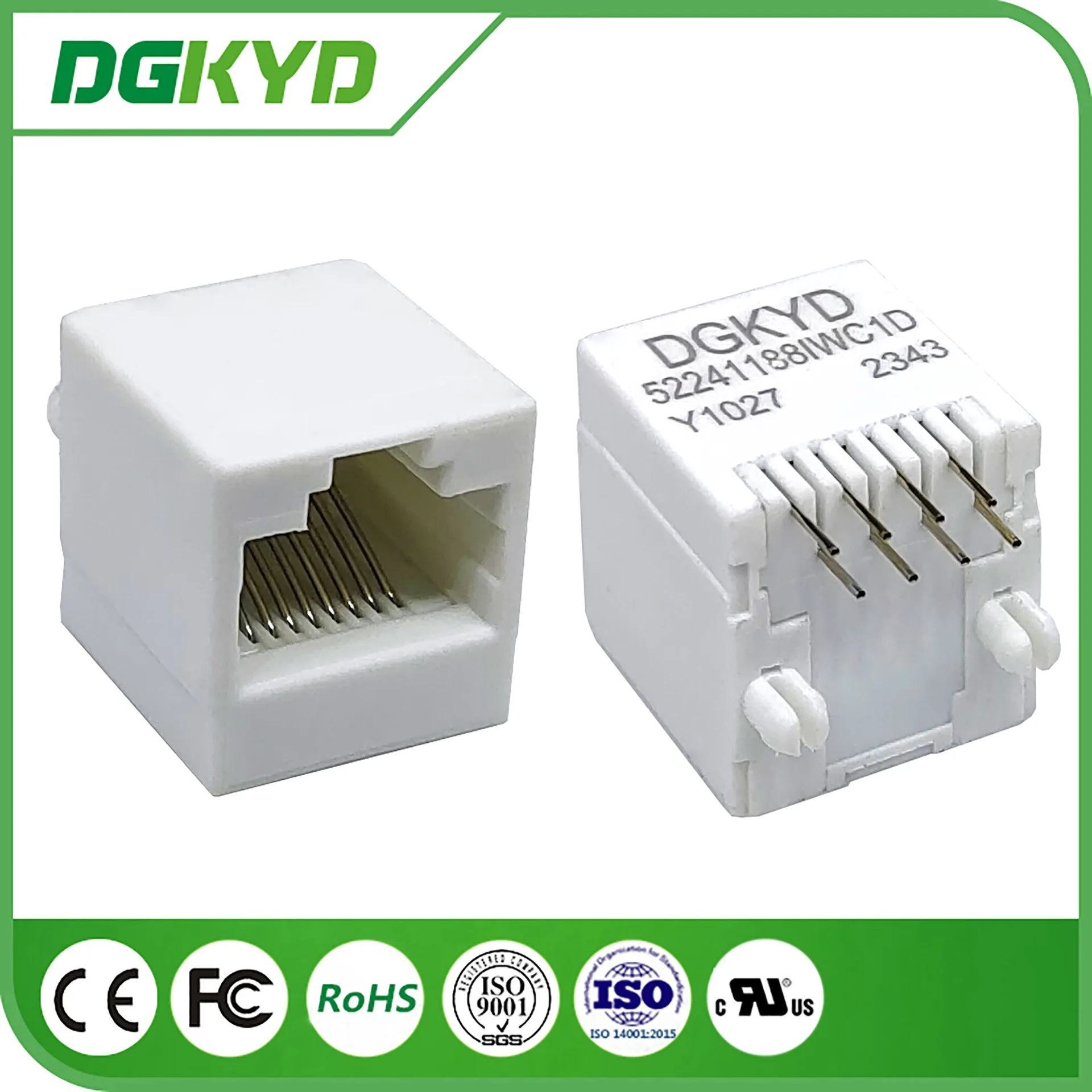 

Для разъема DGKYD52241188IWC1DY1027 8P8C RJ45, сетевая розетка, без подсветки 180 градусов