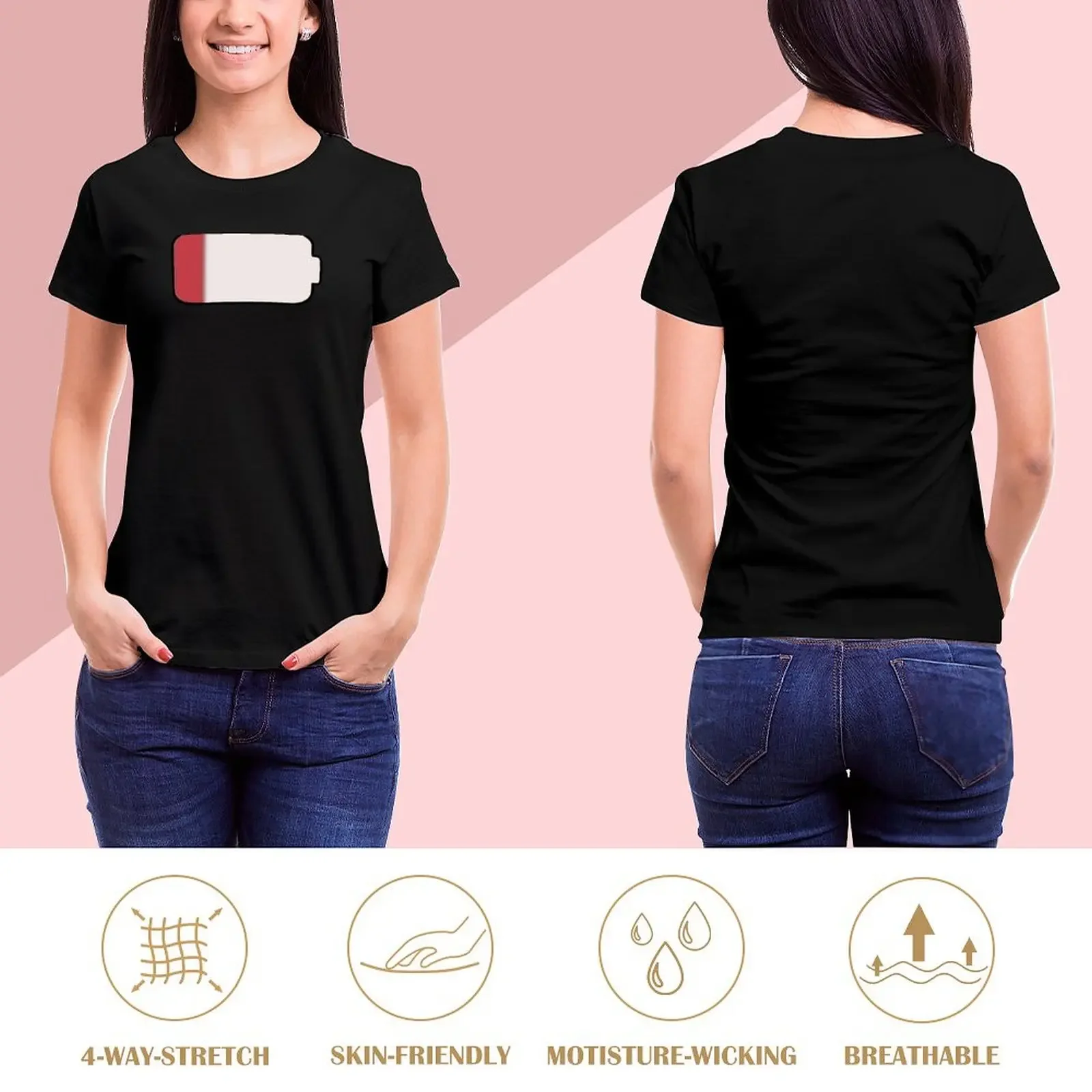 Lilith Low Battery T-Shirt plain hippie clothes animal print shirt for girls Women clothing