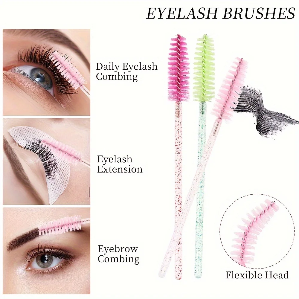 50pcs Disposable Eyelash Mascara Brushes Soft Polyester Bristles Elegant Beauty Accessories Eyelash Extensions Eyebrow Styling