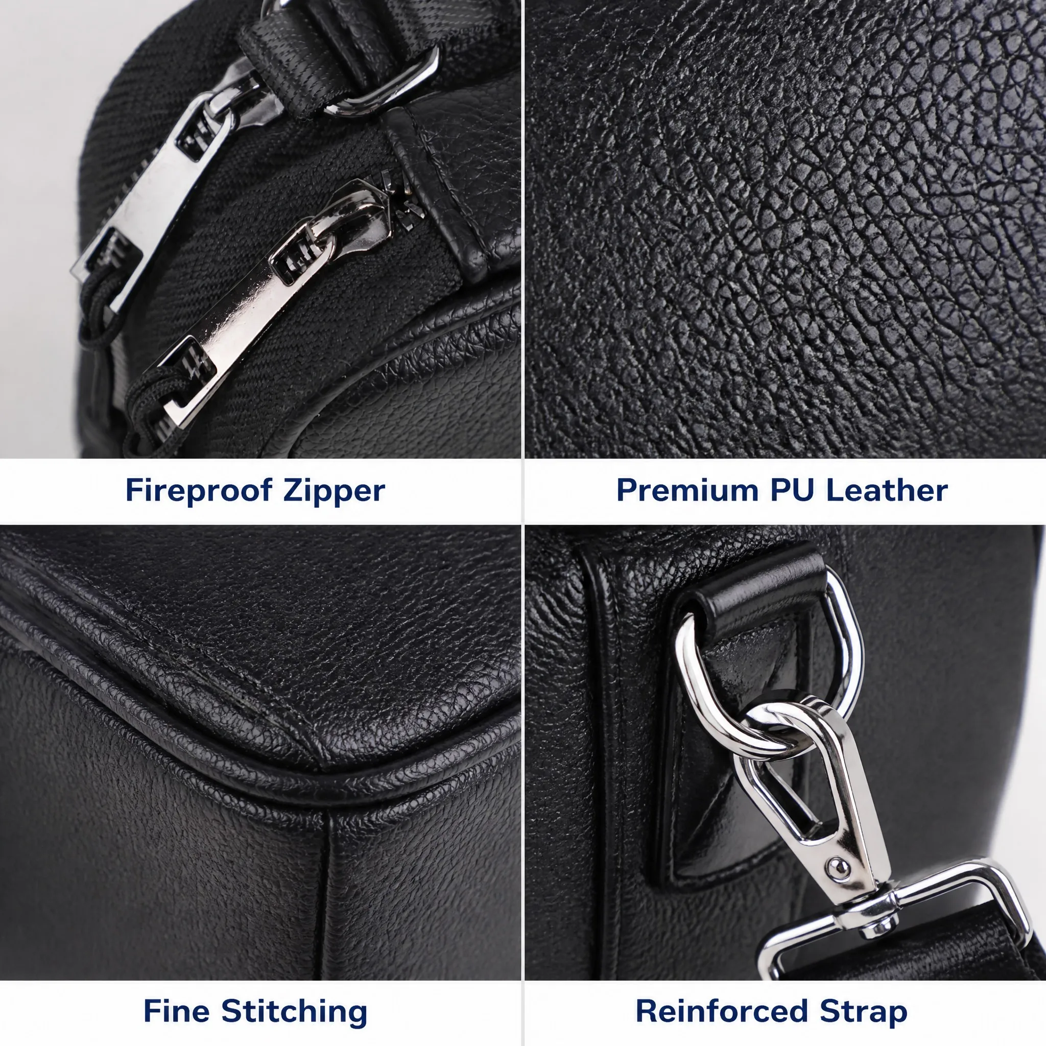 Fireproof PU Leather Portable Storage Bag Electronic Organizer Pouch Waterproof Dust-Proof Travel Carry Case with Zipper Closure
