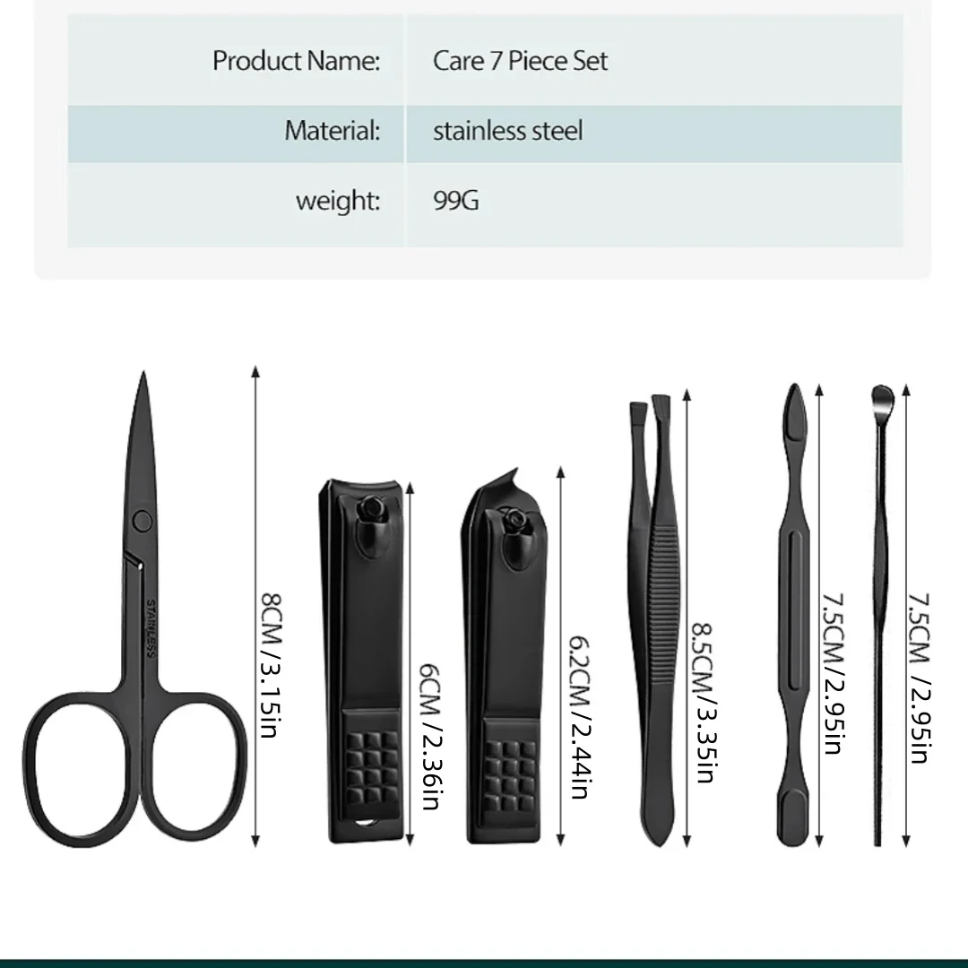 ชุดเครื่องตัดเล็บ 7 ชิ้น สำหรับใช้ในบ้าน ช่องใส่เล็บขนาดใหญ่ อุปกรณ์ทำเล็บสำหรับทุกเพศ ขนาดเล็กกะทัดรัด เหมาะสำหรับเป็นของขวัญ พร้อมที่หนีบคิ้วและแหนบ