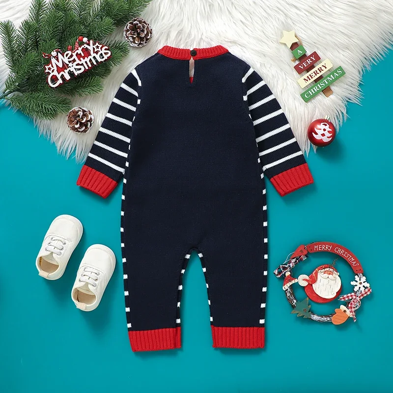 Newborn Baby Romper Knit Christmas Infant Girl Boy Jumpsuit Long Sleeve Autumn Kid Xmas Clothing 0-18M Overalls Fashion Cute Elk