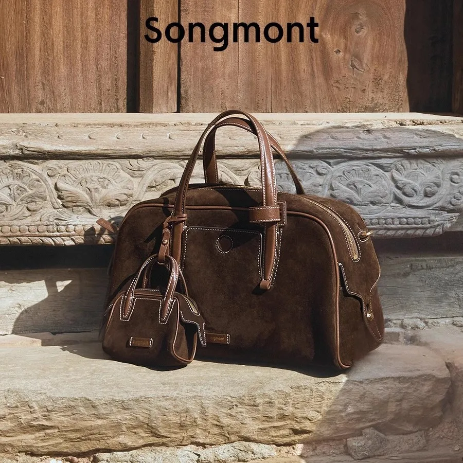 

Songmont Tracking Series Cattle Ball Bag Retro Large Capacity Boston Handbag