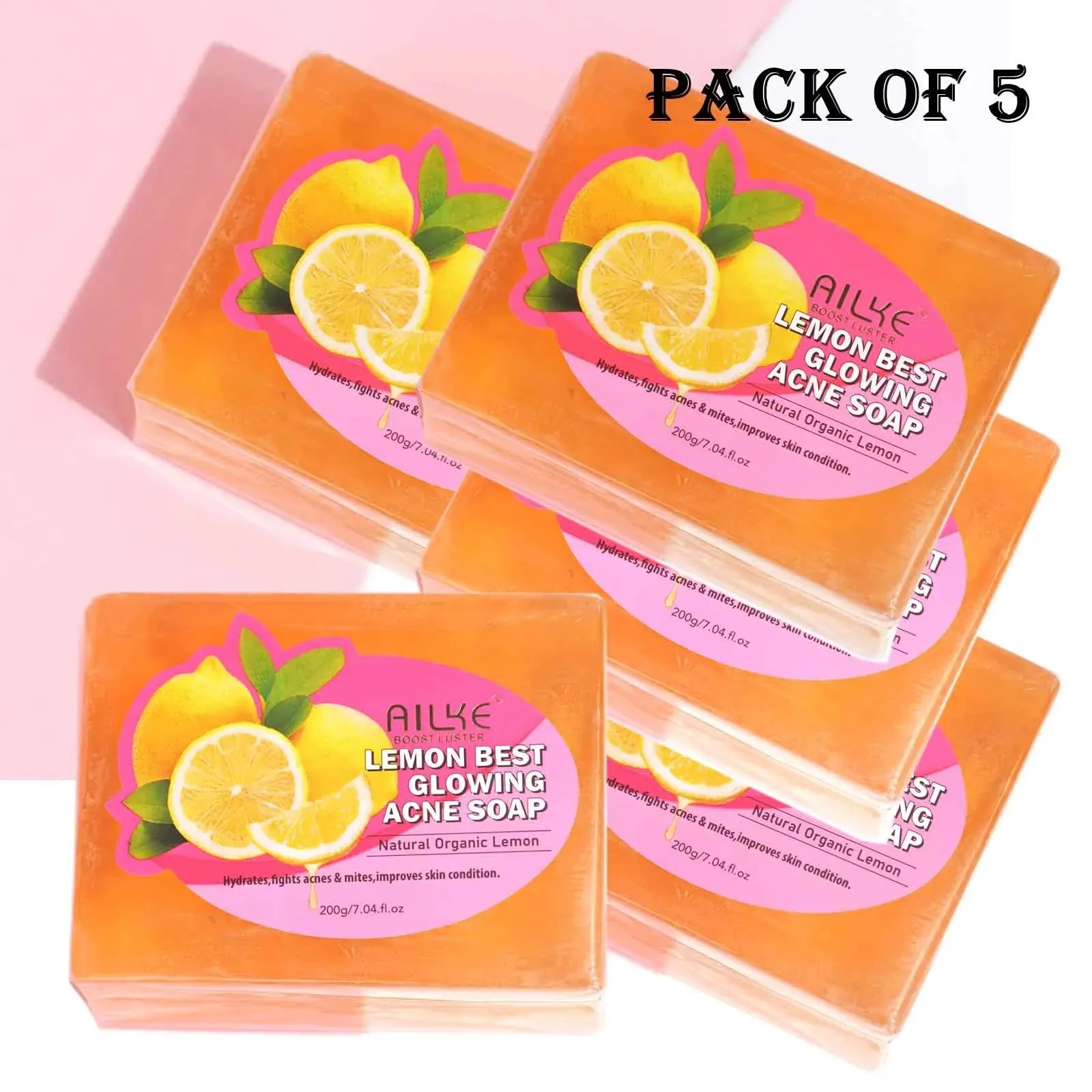 AILKE Organic Lemon Soap, Whitening Bar, Reduce Black Spots and Acne, Clean Skin, Oil Control, Improve Rough Skin