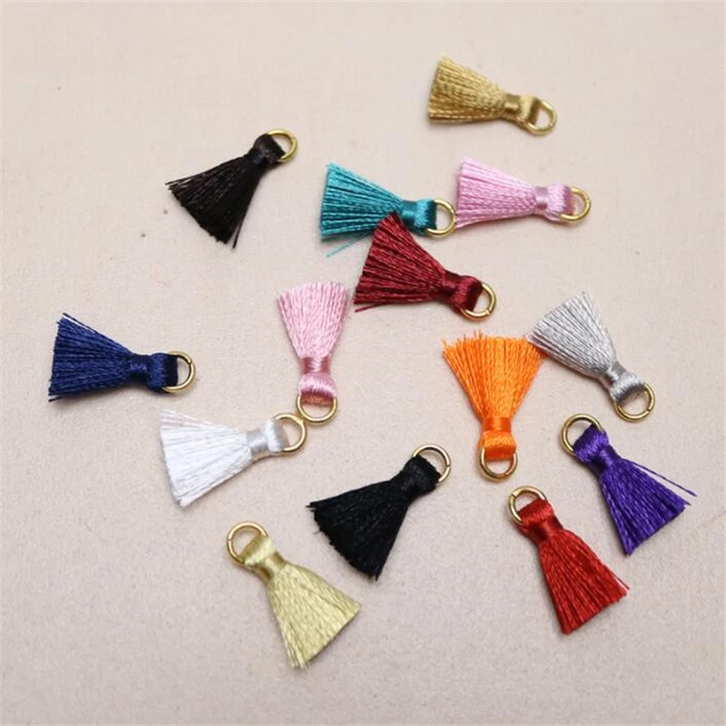 20pcs/lot 20mm mini small silk tassel for earrings jewelry making diy tassels with gold ring jewelry accessories fringe findings