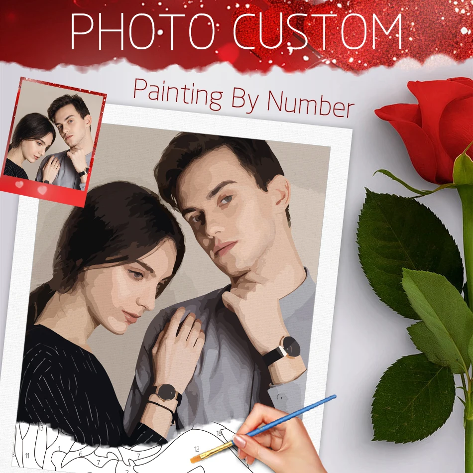 

﻿ 24/36/48 Color Photo Custom Painting By Numbers On Canvas Lover Family Friends Picture Customized Art Photo Valentine's Day