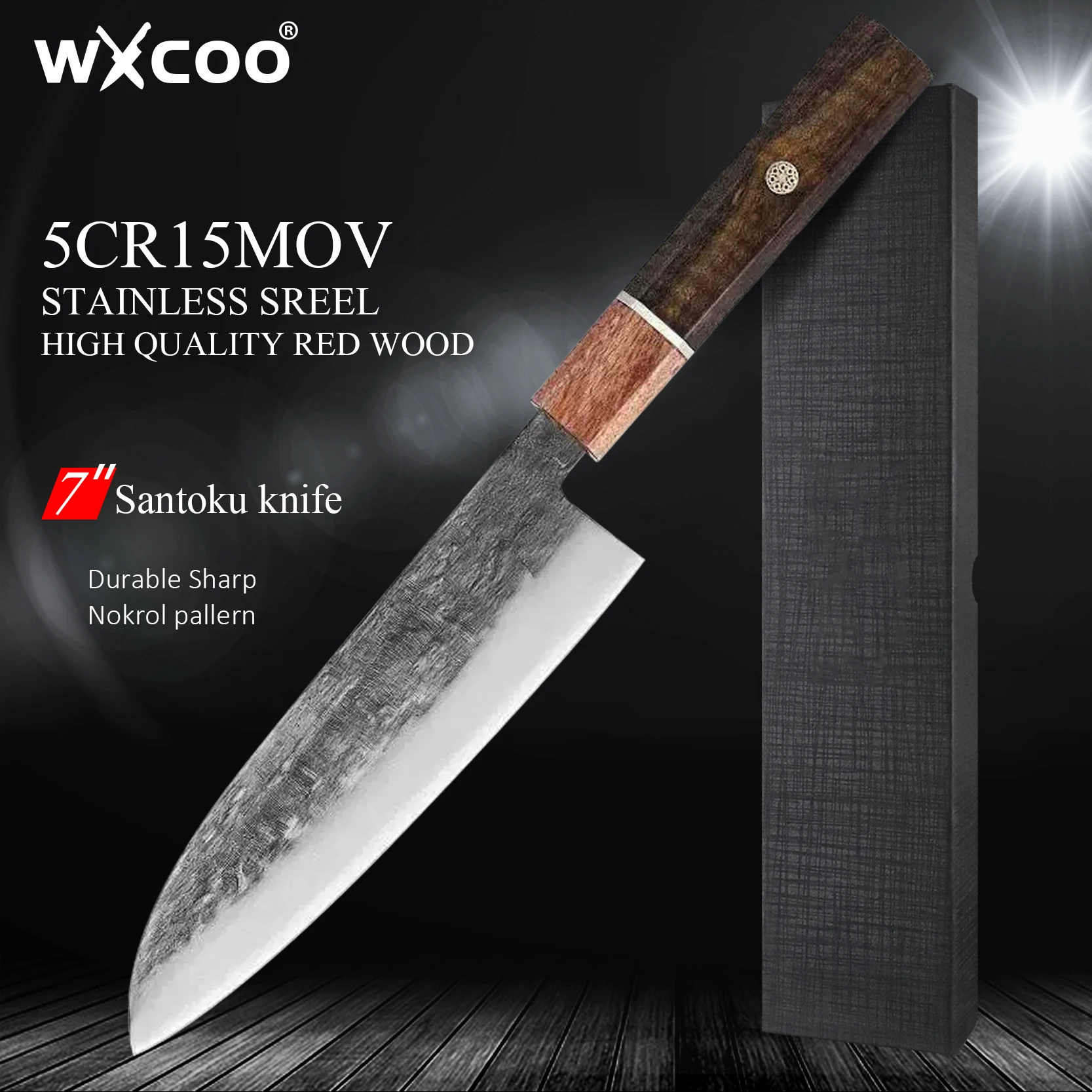 

WXCOO Japanese Santoku Chef Knife Stainless Steel Meat Vegetable Cleaver Butcher Handmade Professional Kitchen Knives with Box