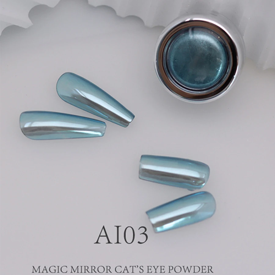 1pc ai aurora olho de gato espelho mágico em pó multi-cor gradiente combinado com criação magnética da arte do prego para festas diárias