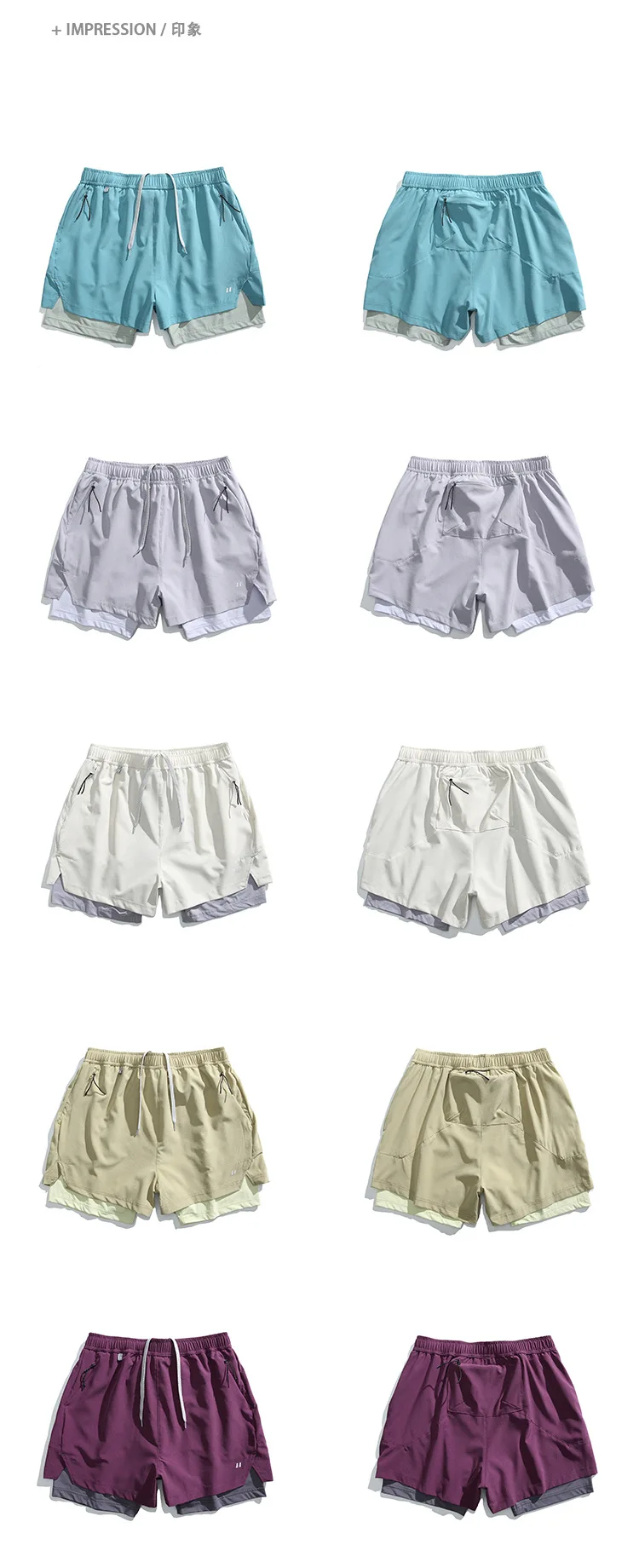 Unisex 2-in-1 Laufshorts Schnelltrocknend Fitness-Shorts Doppelschichtige Kompressions-Laufhose Sportliche Fitness-Jogging-Shorts – Detail 28