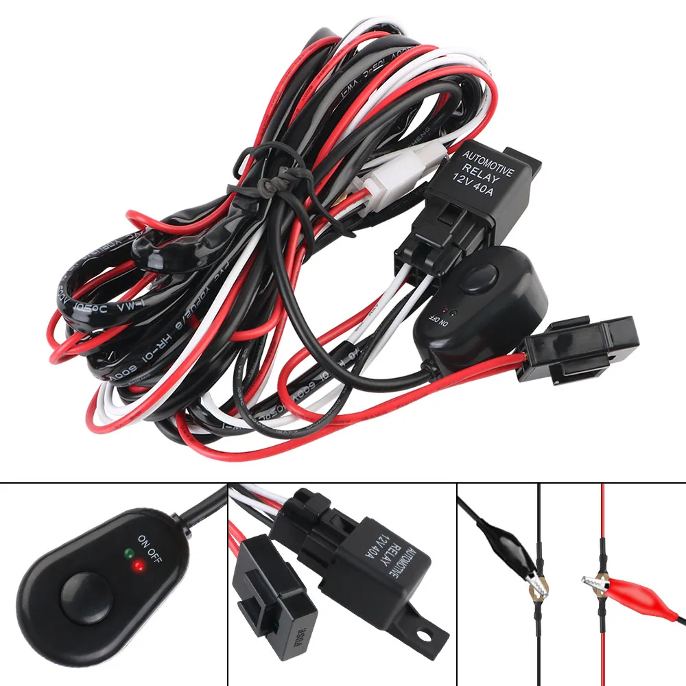 2m Kabel Auto Akcesoria Samochodowe Światła Kontroler Przekaźnik 9V-16V Przełącznik Wskaźnika LED Do Ciężarówek Łodzie Pojazdy terenowe Bezpiecznik 12V 40A
