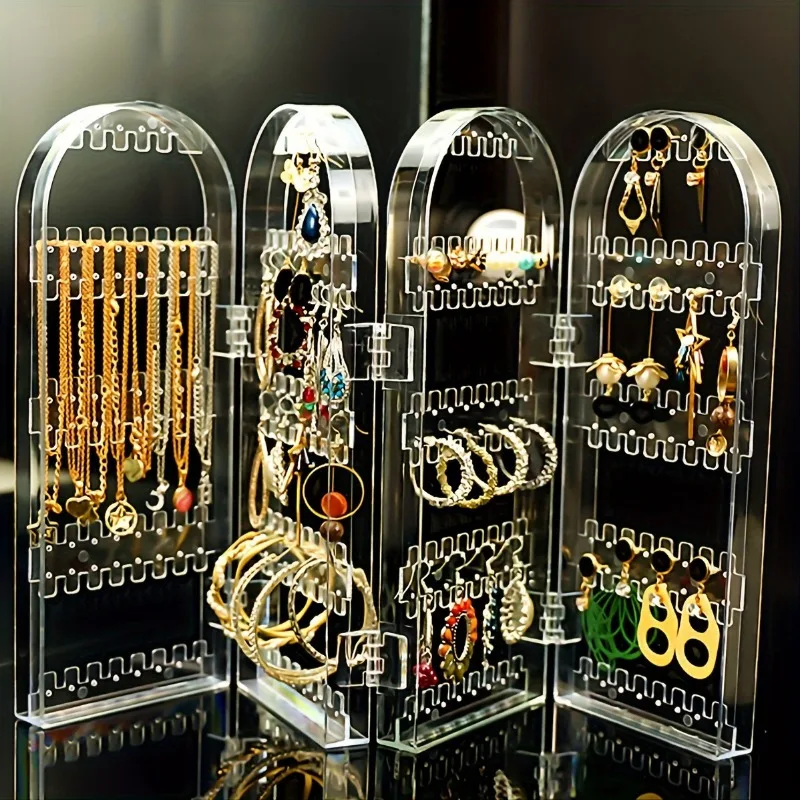 Large-Capacity 240-Slot Transparent Earring Organizer -Clear Jewelry Display Stand with Hanging Shelf, Multi-Purpose Storage Box