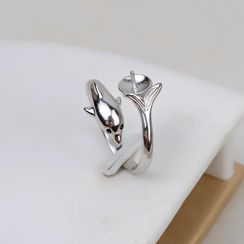 S925 Sterling Silver Adjustable Finger Ring Mountings Base Setting Findings Jewelry Accessories for 7-9mm Pearls 3pcs/lot