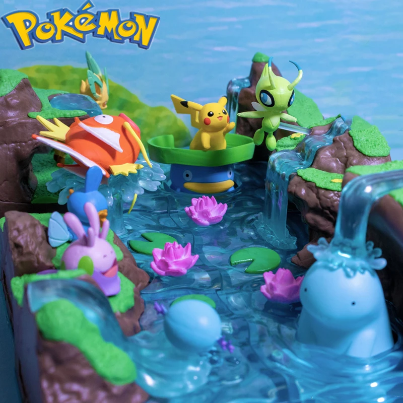 

Pokemon Mystic Fountain Model Pikachu Quagsire Wooper Goomy Magikarp Mudkip Phyllali Celebi Set Valentine's Day Birthday Gift