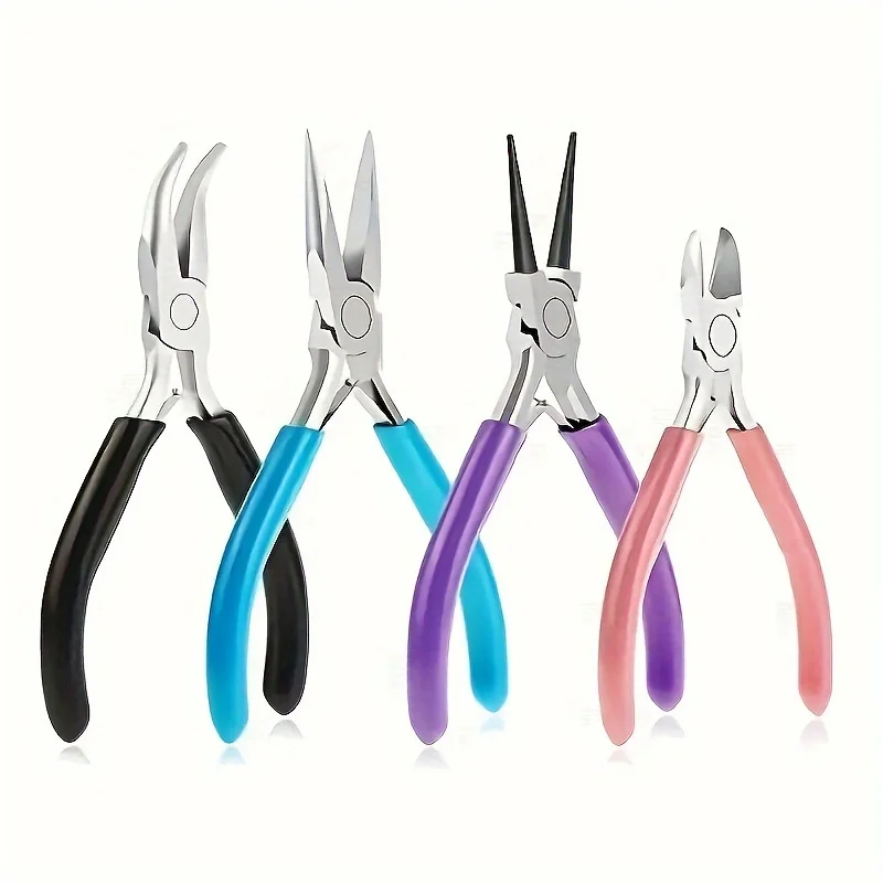 4-piece set and single piece jewelry pliers, including needle shaped circular wire cutting machine for jewelry bead repair