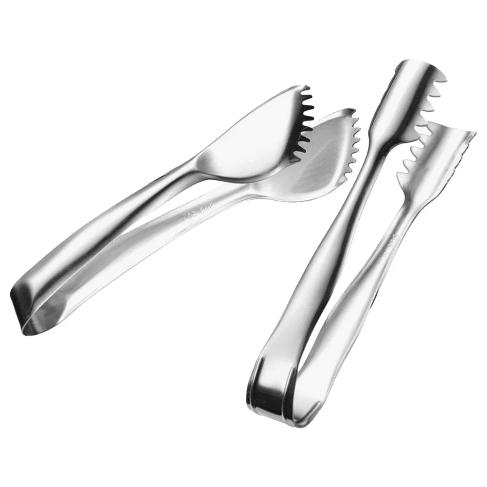 

2Pcs Stainless Steel Ice Tongs Household Food Tong Candy Bread Clip Multi Purpose Bbq Grill Toast Serving Tool