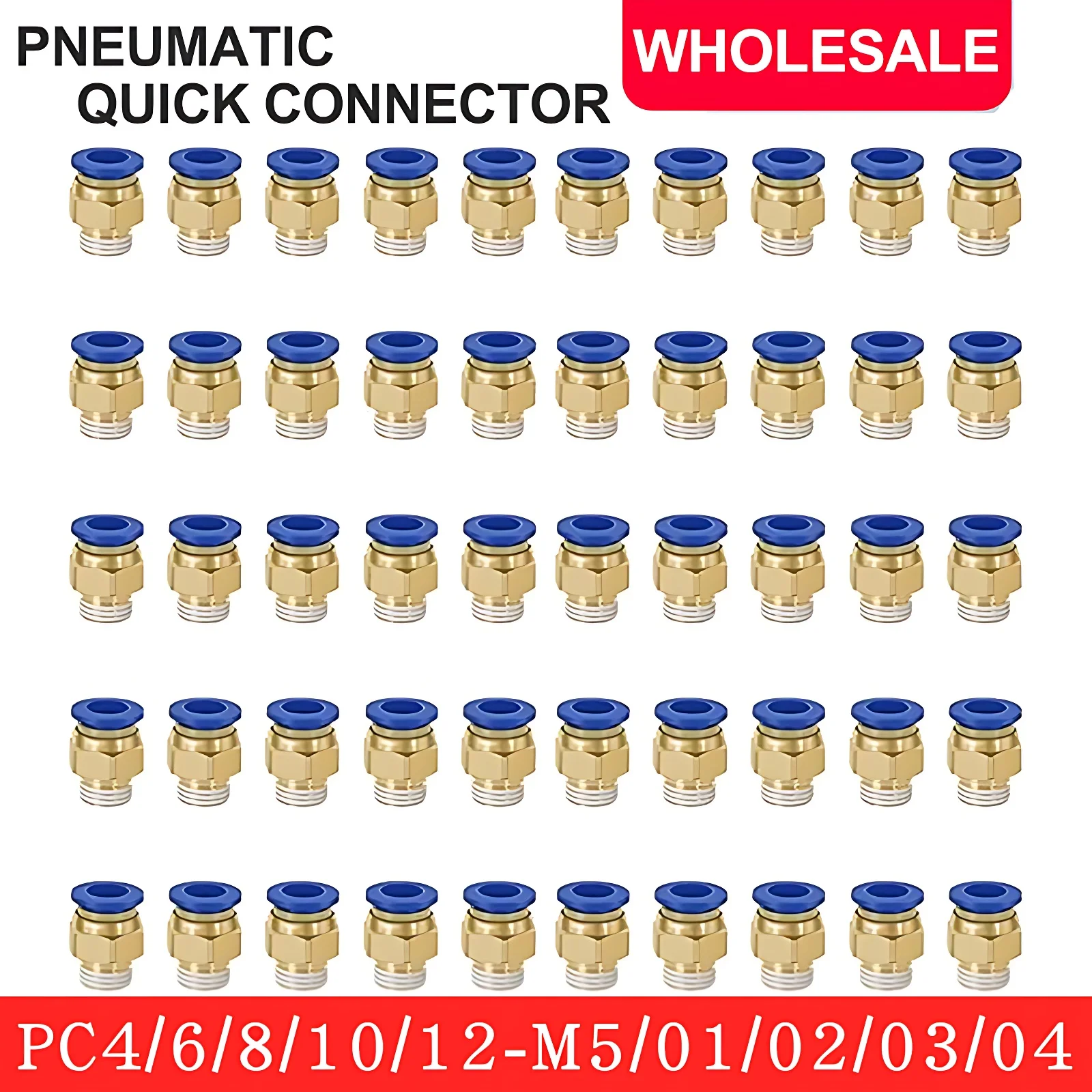 50/100/500/1000 Pcs PC4-m5 PC6-01/02 Pneumatic Connectors Male Straight Fittings Joint Outer Diameter 4 To 12mm For Pu Hose