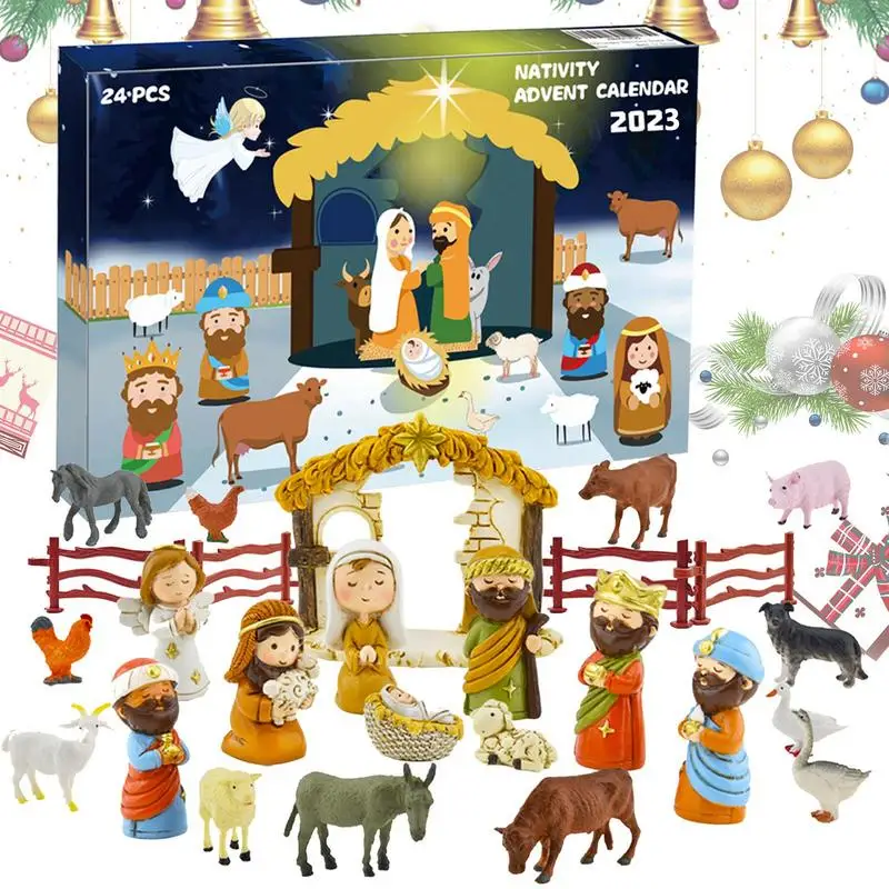 Advent Calendar 2023-24 Days of Christmas Nativity Scene Set Countdown To for Kids Boys Girls Children Toddler Teens Indoor Toy