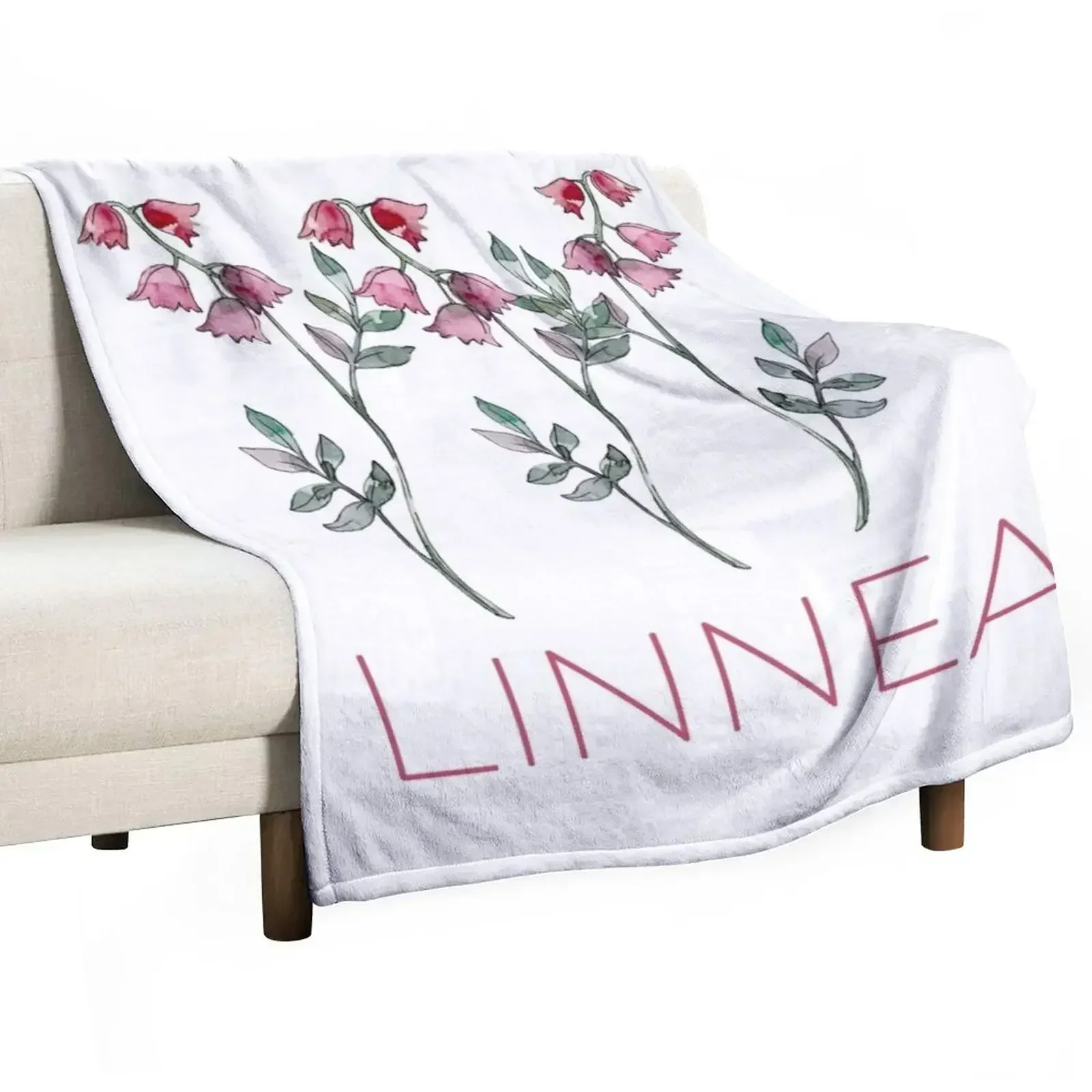 Nordic Wildflower Linnea Twinflower Pretty Pink Flowers floral Throw Blanket Blankets Sofas Of Decoration Furrys Blankets