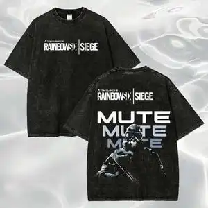 Rainbow Six Siege Washed Vintage Graphic T-shirt Men Women Casual Oversized Unisex Streetwear Trendy Cotton Retro Fashion soft